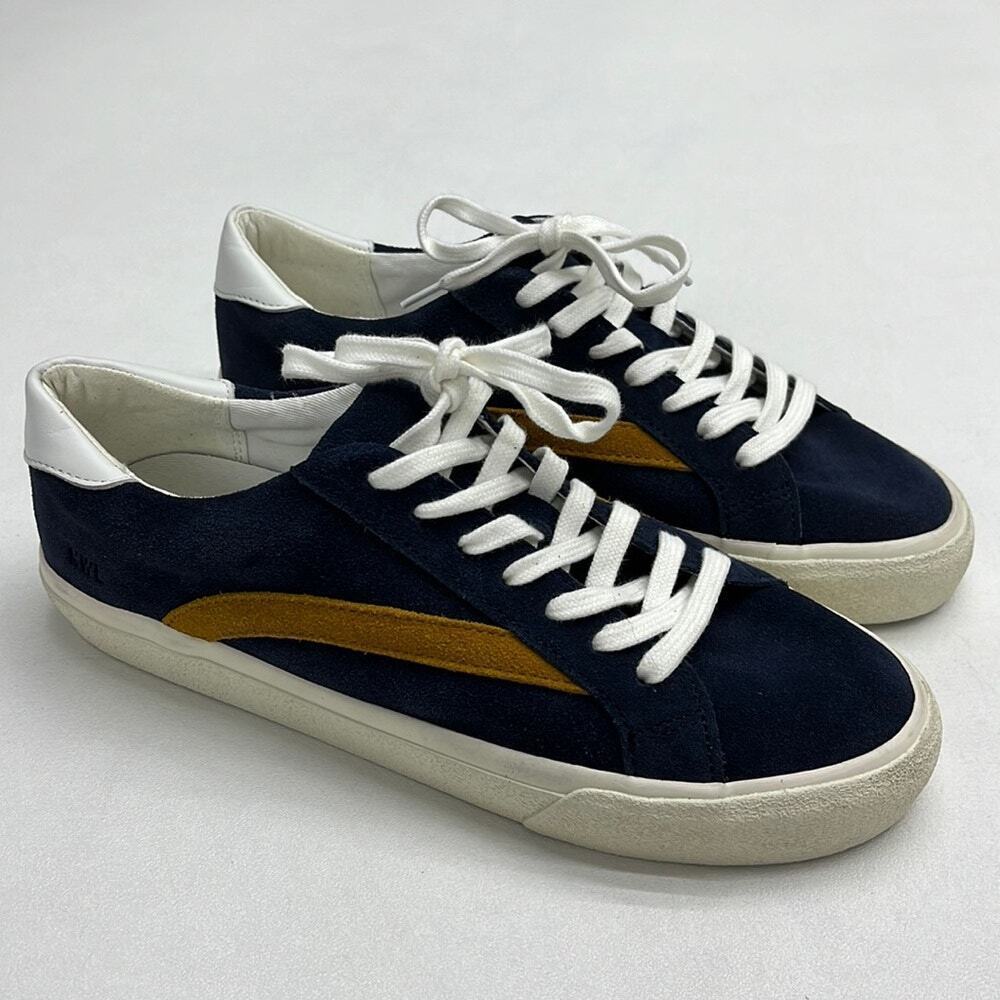 Madewell Blue Gold Suede Lace Up Sneakers Women size 8.5/Men size 7